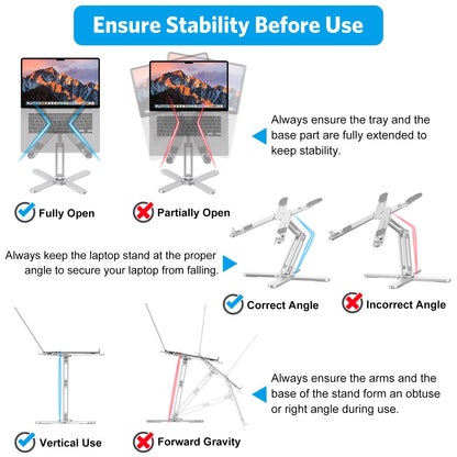 OMOTON LA10 360° Rotating Laptop Stand Riser for Desk, Ergonomic Foldable Computer Stand Adjustable Height Angles for Collaborative Work, Easy Storage Fit Macbooks,All Laptops up to 16 inches, Silver
