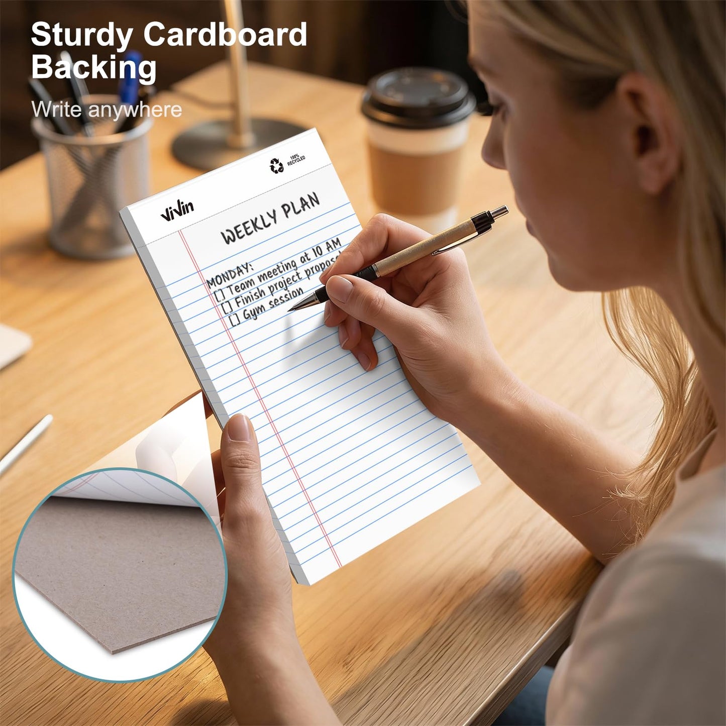 ViVin Legal Pads 5x8, 12 Pack, Narrow Ruled, 30 Sheets Per Note Pads, Perforated Writing Pad, Legal Pads Ideal for Home, Office, Business, White Paper