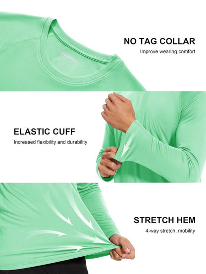 MAGCOMSEN Hiking Shirts for Men Long Sleeve Running Shirts Quick Dry Shirts UV Protection T Shirts Sun Protection UPF 50+ Athletic Shirts