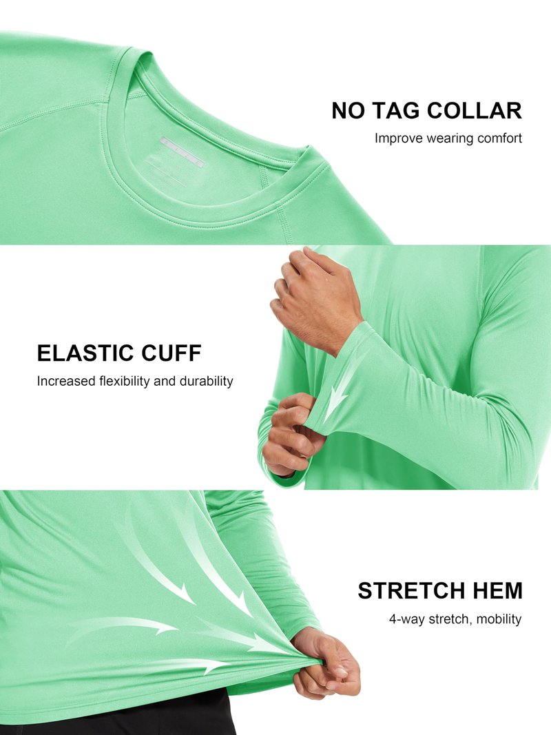 MAGCOMSEN Shirts for Men Long Sleeve Rashguard Running Quick Dry UV Protection T Shirts Sun Athletic Hiking Shirts