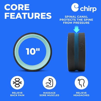 Chirp Wheel Foam Roller – Targeted Back & Neck Relief, Lumbar Spine Stretcher, Spinal Decompression Back Stretcher, Massage Roller with Density Foam for Physical Therapy, Supports 500lbs, 2-Inch Mint