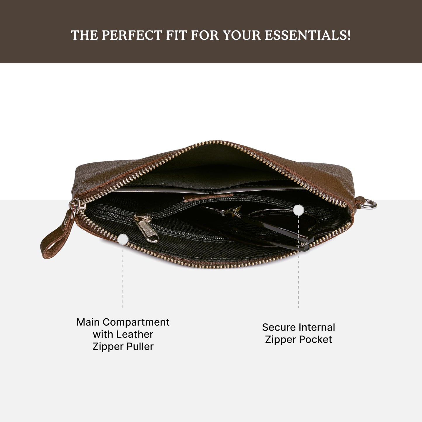 Wise Owl Accessories Genuine Leather Wristlet Wallet for Women Clutch Handbag Purses for Cell Phone Keys Coins Credit Card Slots (Brown Nappa)