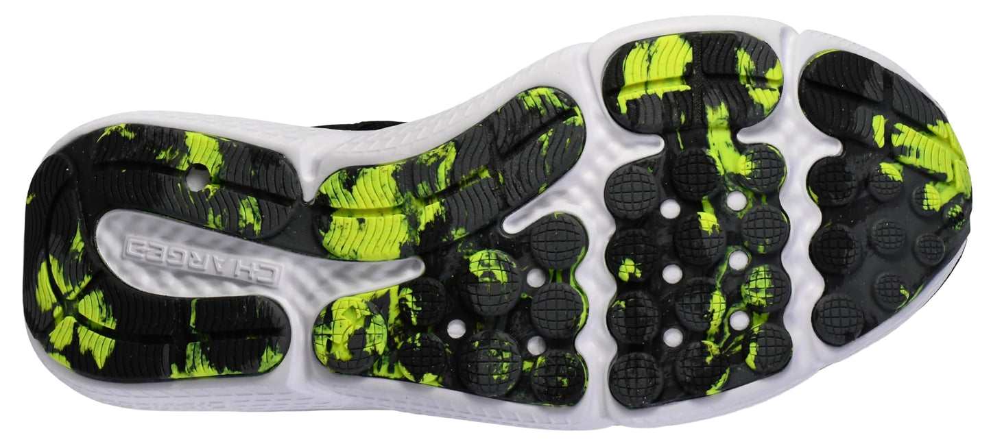 Under Armour Men's Charged Assert 10 Shoes, (004) Black/Black/High Vis Yellow, 10.5 X-Wide