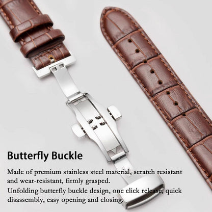 Nizonlaie Genuine Leather Watch Band Men Women, Alligator Grain Calfskin Leathe Strap Business Casual Universal Replacement Deployment Watch Strap 14mm 15mm 16mm 17mm 18mm 19mm 20mm 21mm 22mm 24mm
