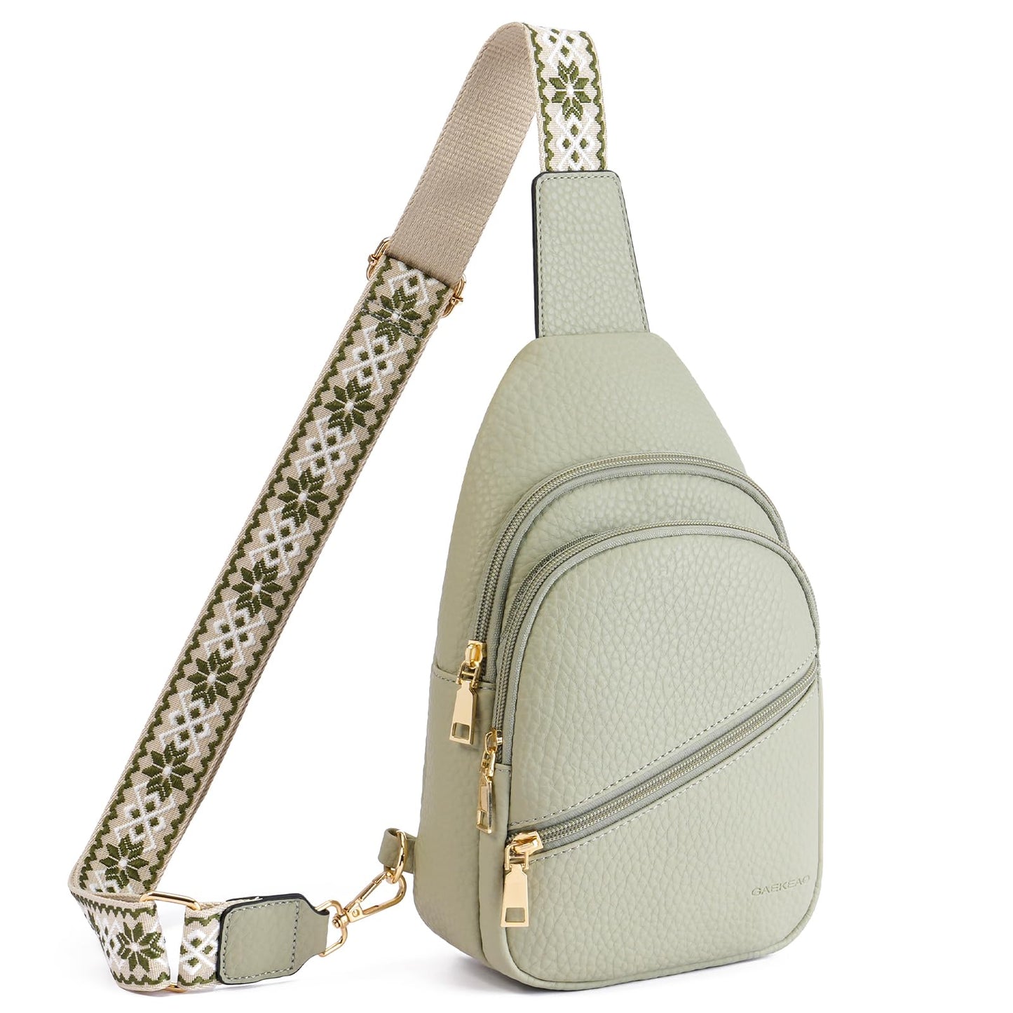 GAEKEAO Sling Bag Crossbody Bags for Women Vegan Leather Cross Body Bag Fanny Pack Chest Travel Purse with Adjustable Strap Green