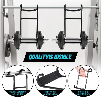 Roliwils 225LB Dumbbell Spotter Hooks (Pair) - Reduced noise, anti-scratch | Shoulder/chest press support | Easy solo use | For all fitness
