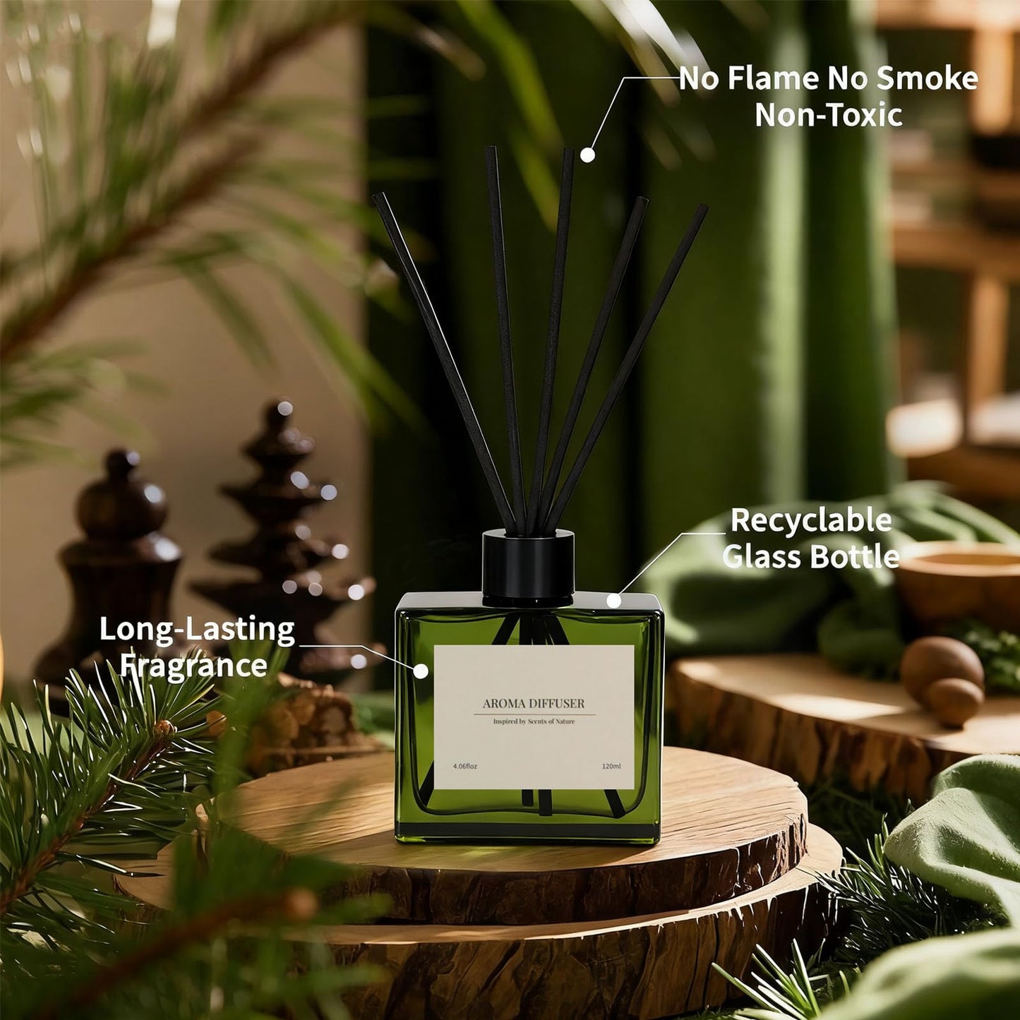 GAGINGOOLD Reed Diffuser Set, 4 fl oz Jasmine Lily 2 Pack Scent Diffuser with 20 Sticks, 180 Days Long Lasting Elegant Home Fragrance for Bathroom Bedroom Office Decor Air Fresh