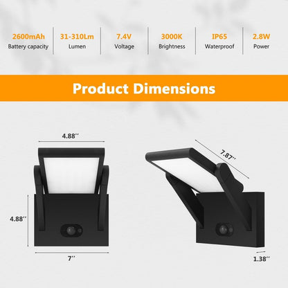 illumishin Solar Outdoor Motion Sensor Wall Light, LED Dimmable Modern Exterior Light Fixture, Rotatable with 3 Lighting Modes, Aluminum, IP65 Waterproof for Porch, Patio, Garden, Garage, Front