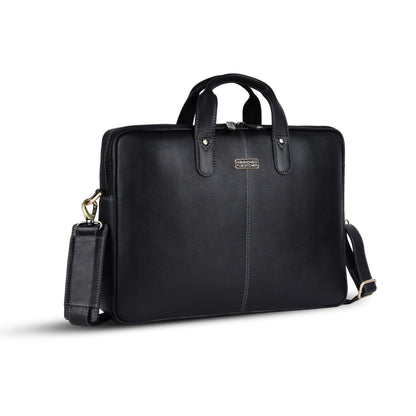 HAMMONDS FLYCATCHER Genuine Leather Laptop Bag for Men with Padded 15.6 Inch Laptop Sleeve, Leather Messenger Bag for Men - Briefcases with Multi Pockets for Office and Travel Use - Classic Black