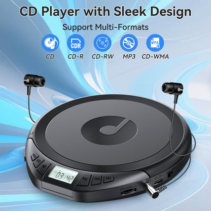 Portable CD Player with Headphones KOVCDVI CD Player Portable for Car with Anti-Skip & Shockproof,CD Discman with LCD Display,AUX Cable and Earphone for Sport Home Outdoor