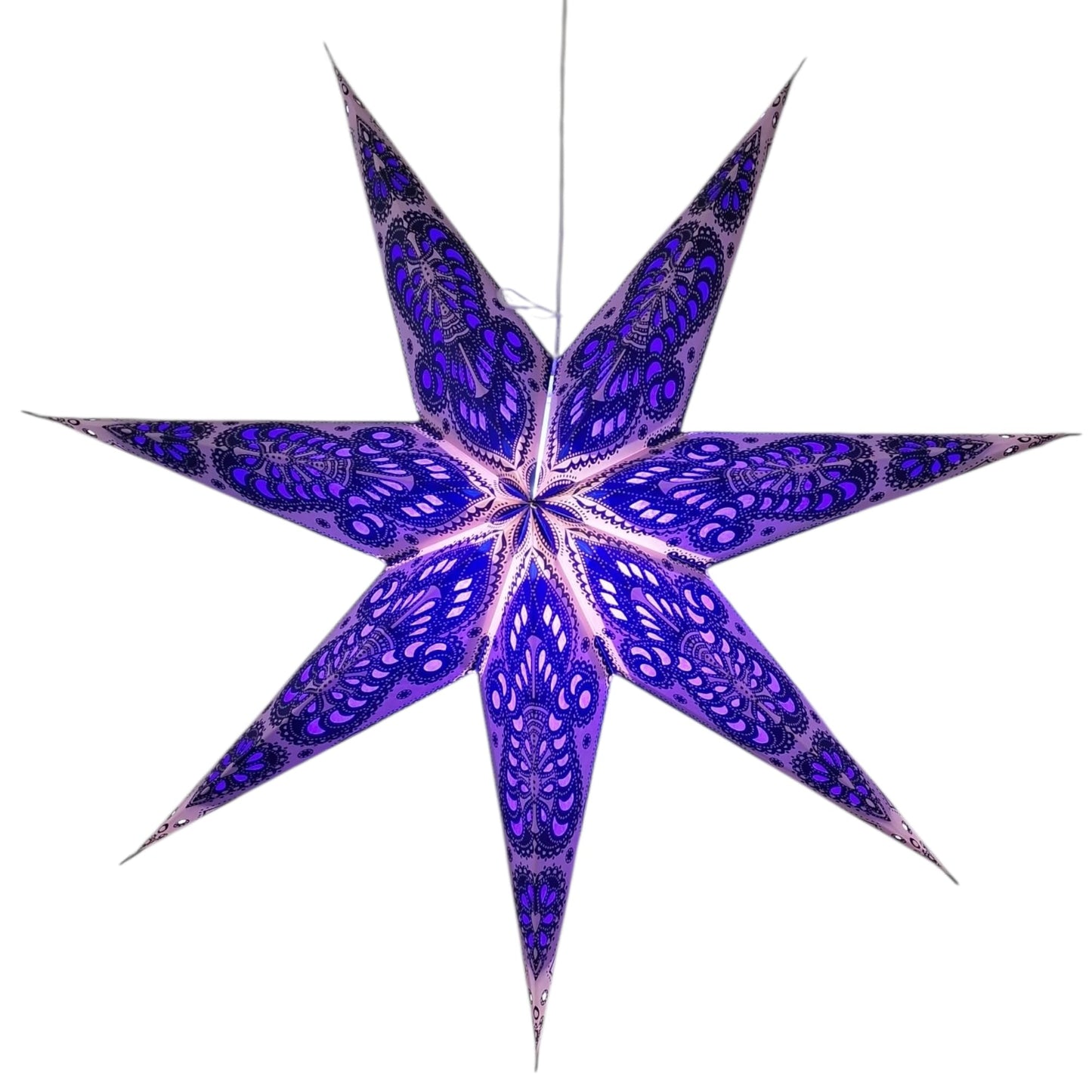 YEPSIO Lantern Lampshade Paper Star Light Shades Large 60cm Hanging Decorations for Christmas Wedding Home Decoration Birthday Party Foldable 7 Pointed Star (Purple)