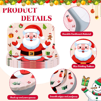 Acellegic 24 Pcs Christmas Serving Trays 13 x 9 Inch Large Platters Food Trays Xmas Cookie Plates Santa for Christmas Movie Night Birthday Party Supplies