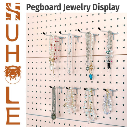 HUHOLE 50-Pack Silver Pegboard Hooks 2 Inch, Heavy Duty Matte Finish Metal Peg Board Hangers, Fits 1/8" & 1/4" Boards, Rust-Resistant Organizer for Garage, Shop, Workbench & Retail Display