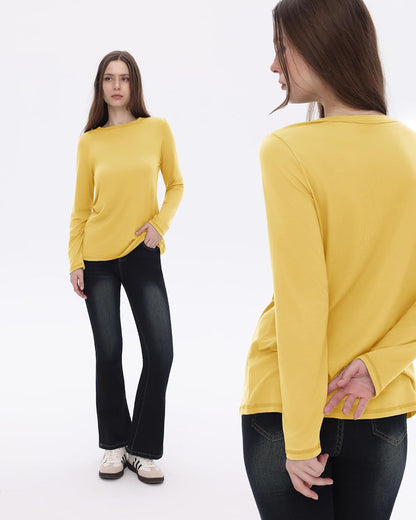 GAYHAY Long Sleeve Shirts for Women - Fall Winter Clothes Crew Neck Casual Tops Loose Fit Tees Fashion Outfits 2025