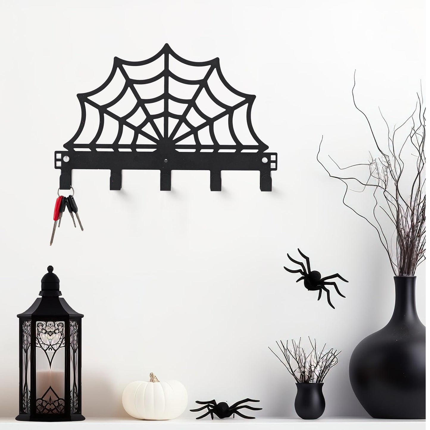 Reallnaive Cobweb Over The Door Hooks Christmas Gothic Bathroom Decor Creepy Hanger Wall Mount Rack Holder for Towel, Hat, Coat, Cloth, Keychain, Bag, Home Organizer