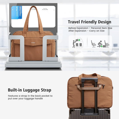 G4Free Expandable Duffle Bag for Travel, Carry On Bag TSA Airline Approved, Work Tote Duffel Bags for Men Women (Brown)