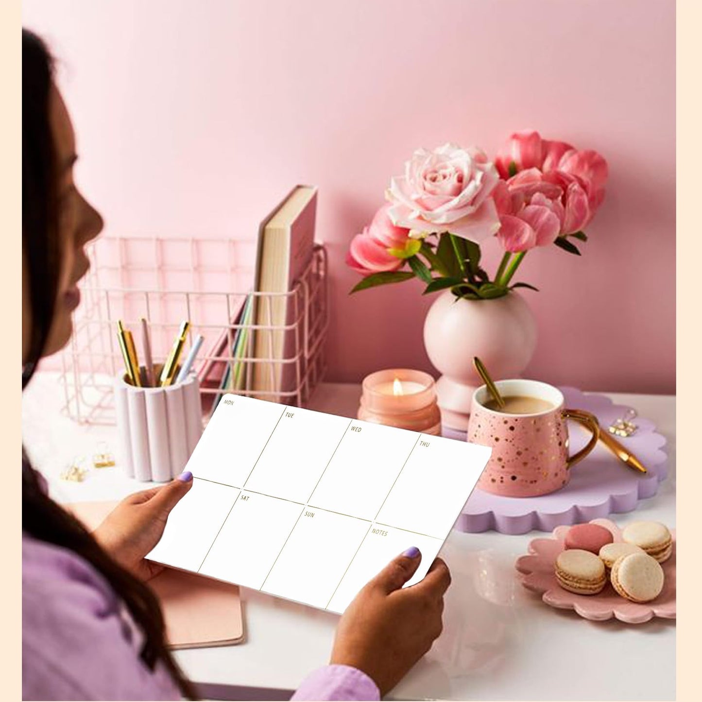 Marribol Weekly Planner Dry Erase Board for Desk,Acrylic Desktop Weekly Planner Whiteboard with Stand,12"X6"-Small, Dry Erase Weekly to Do List White Board for Home Office School-ZMZL-W-1530