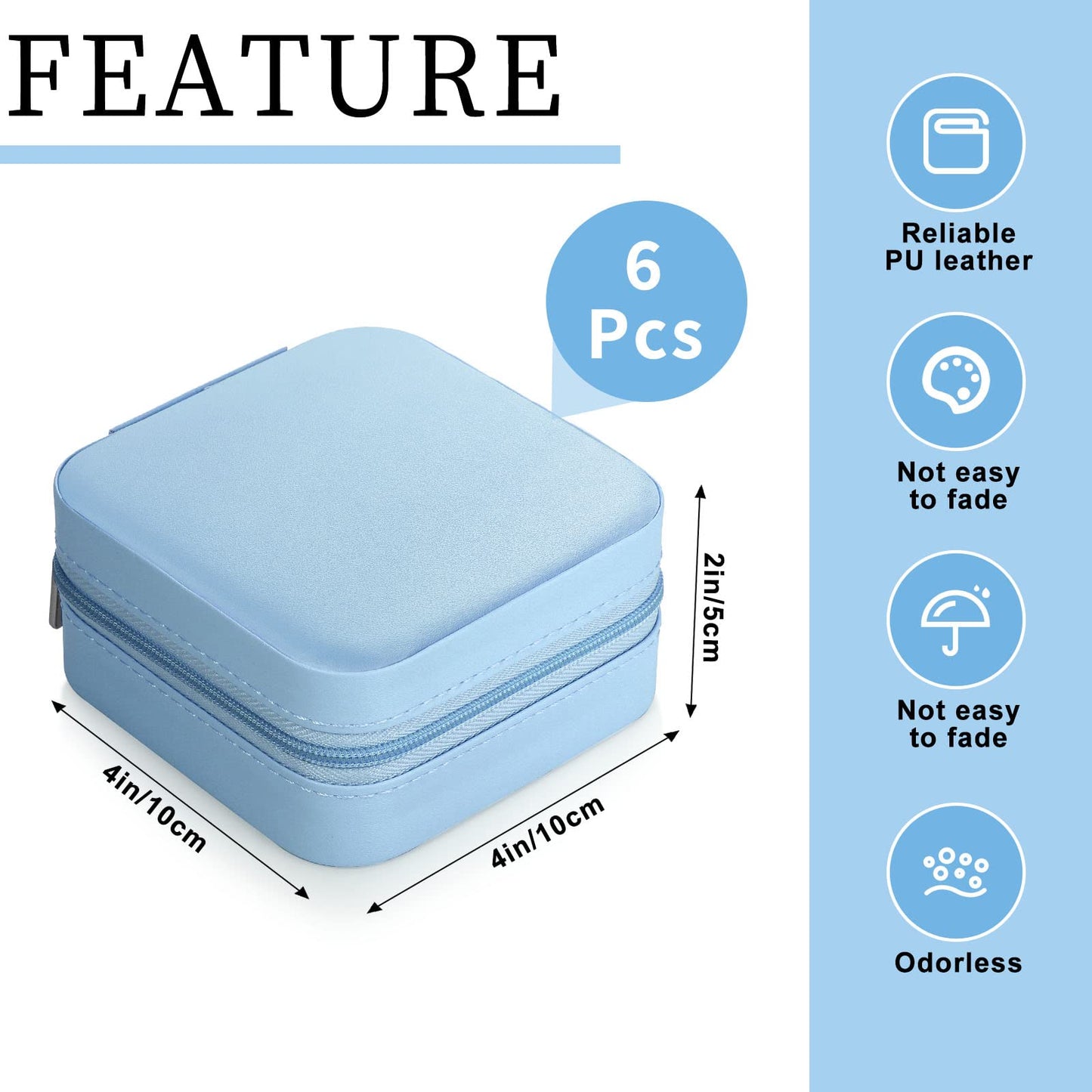 Hillban Bridesmaid Gifts Jewelry Box with Mirror, PU Leather Small Travel Jewelry Case Organizer Storage for Women Girls(Blue,12 Pcs)