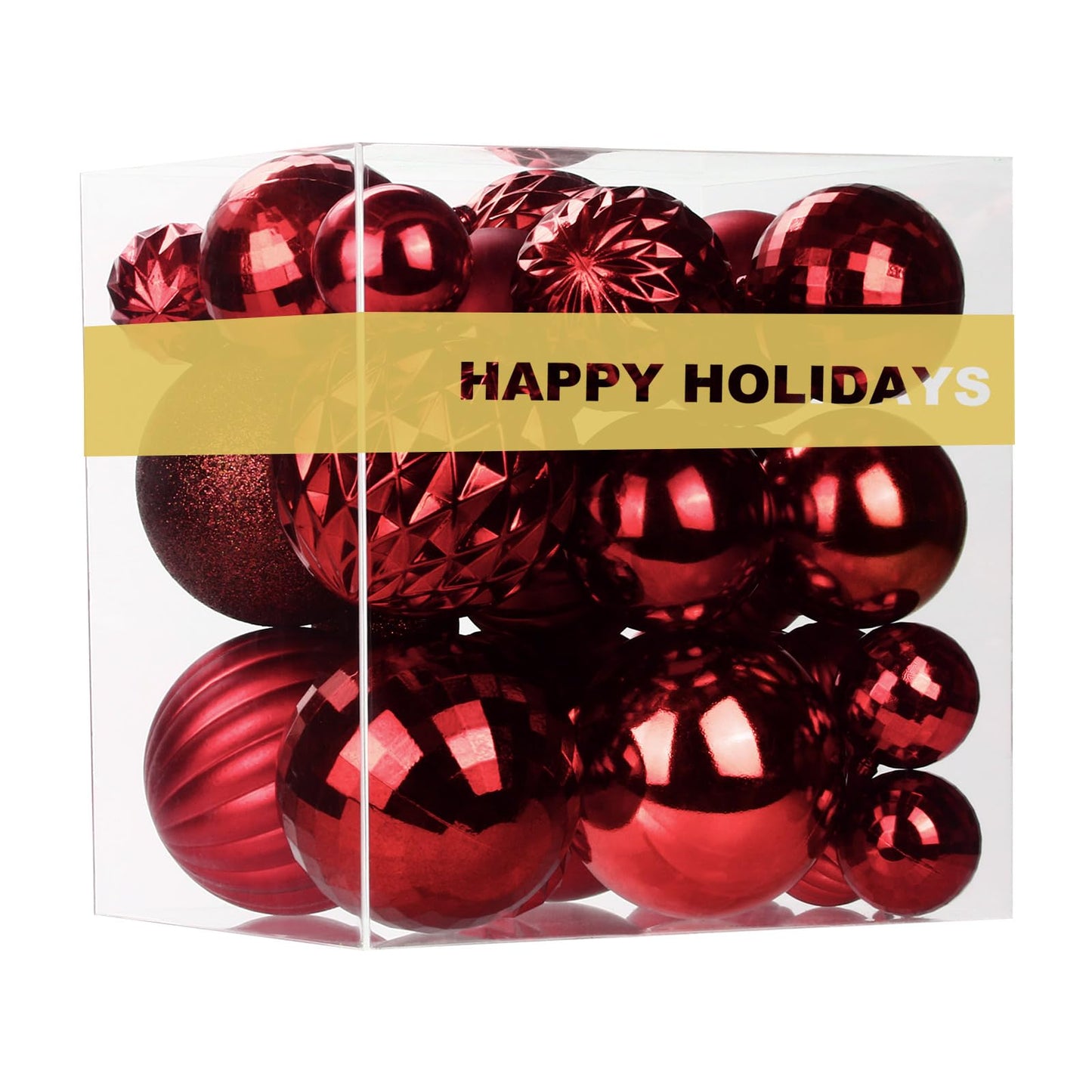Maroon Christmas Ornaments - Christmas Tree Decorations Shatterproof Hanging Balls for Birthday Wedding Holiday Decor Set of 36pcs, Multi-Sizes(1.6",2.5",3.2")