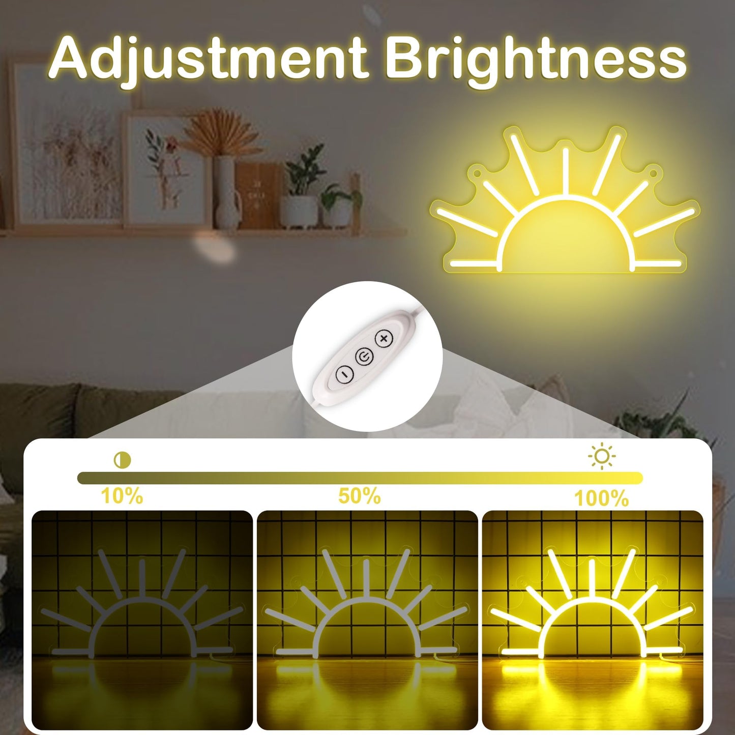 Attivolife Sunrise Neon Sign for Wall Decor, Sunset Night Light with Dimmable, Light up Sun LED Acrylic Bedroom Home Lamp, Best Gifts for Birthday Party Christmas Wedding Bar Aesthetic(Golden Yellow)