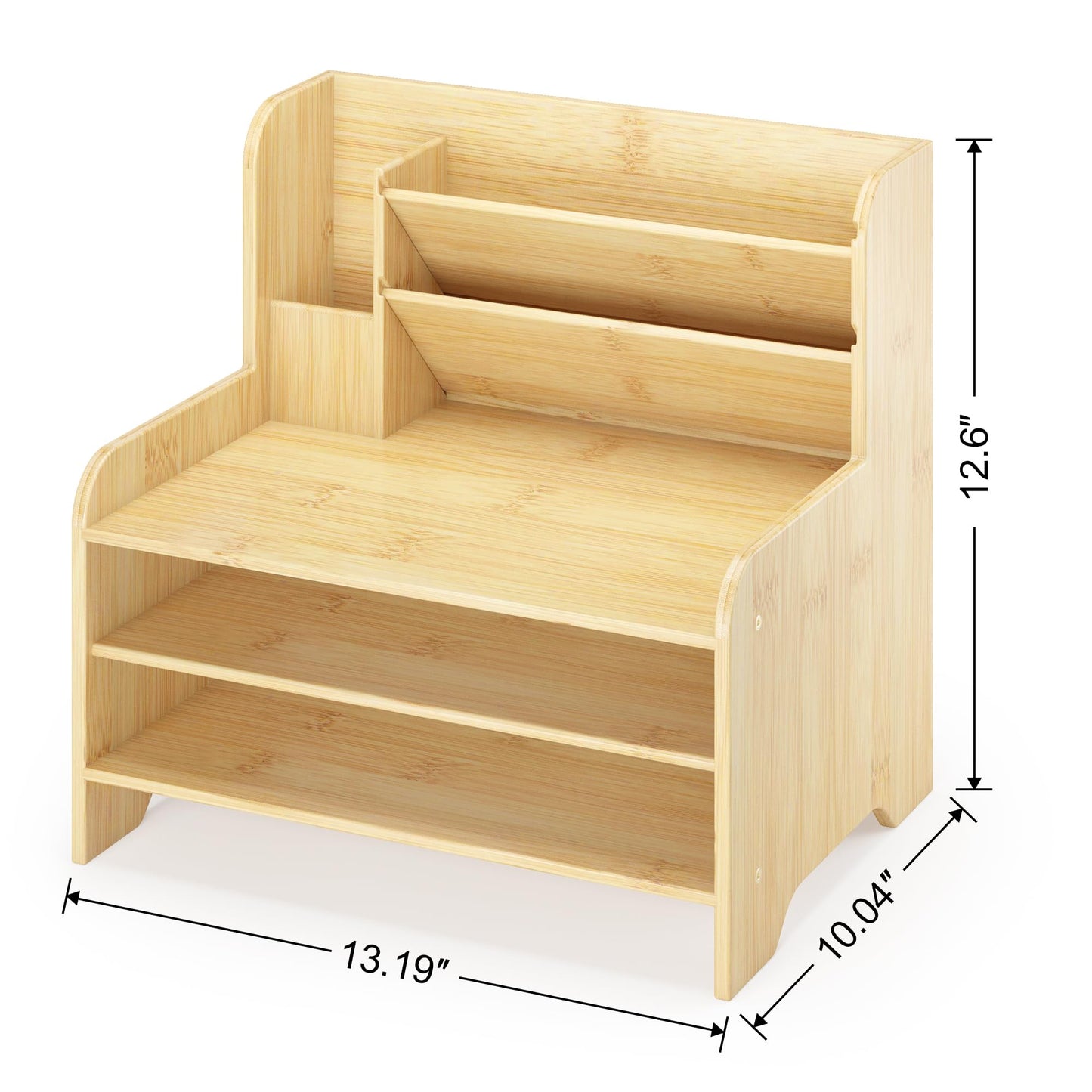 Wisuce Essentials Bamboo Desk Organizer Mail Holder Countertop Letter Tray File Organizer for Desk Letter Sorter Paper File Storage for School Home Office Supplies