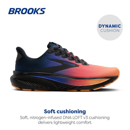 Brooks Women’s Ghost 17 Neutral Running Shoe - Night/Blue/Papaya - 9 Medium