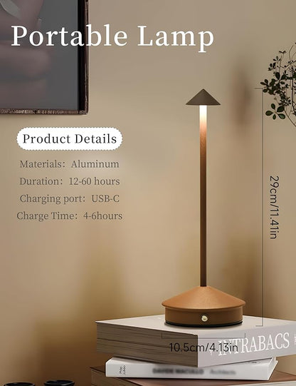 Cordless Table Lamps,LED Rechargeable Desk Lamp,Portable Modern USB Battery Operated Lights,Outdoor Waterproof Touch Dimmable,for Patio,Restaurant,Bar,Camping,Dining Home Set of 2 Brown