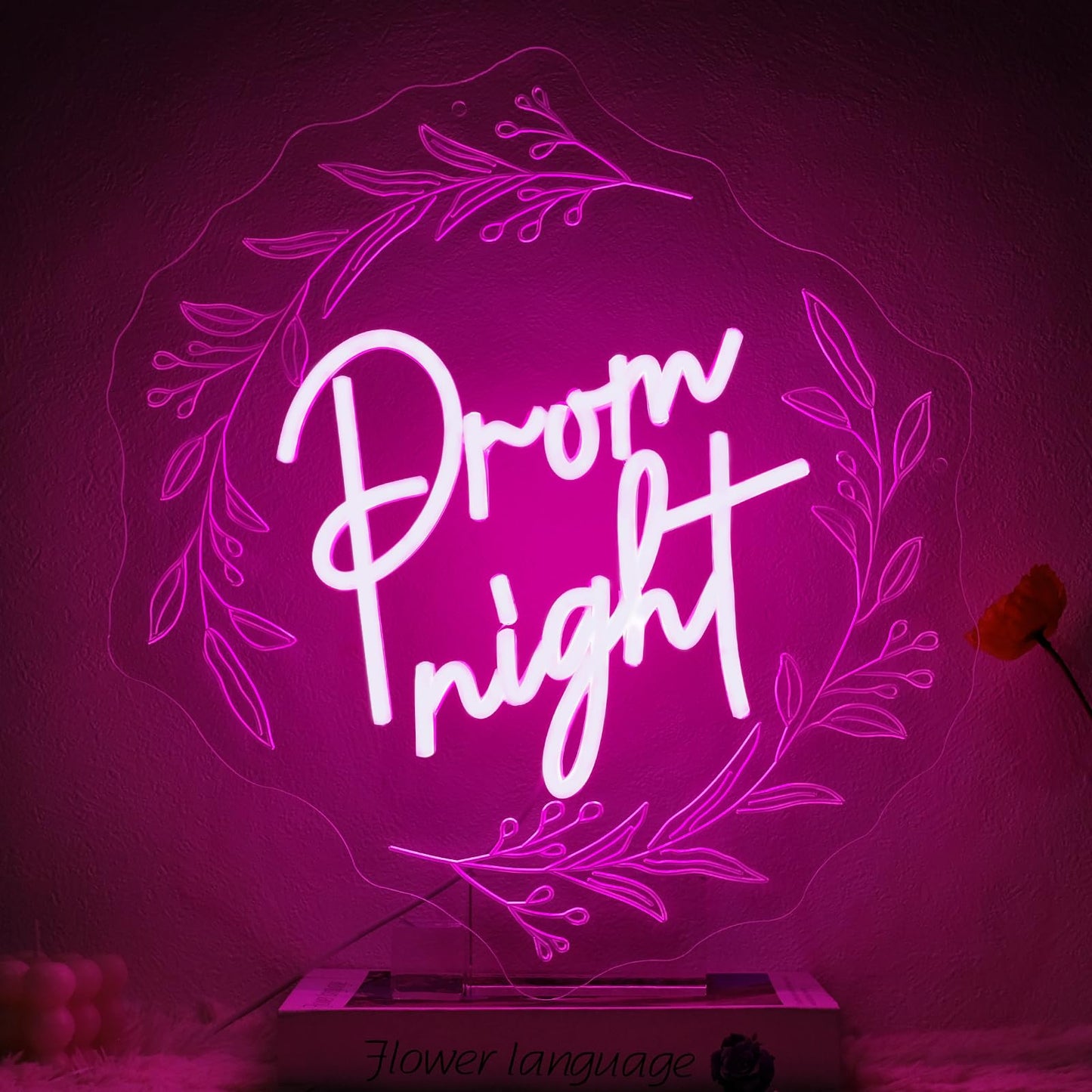 Runalosa Prom Night Neon Sign for Graduation Dimmable Class of 2026 Neon Light Sign for Wall Decor Pink Letters Led Signs for Girls' Dorm Background Celebration Grad Party Decor Gift 15" x 12.8"