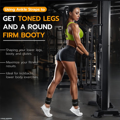 AOHO MOOON Comfortable Adjustable Ankle Straps for Cable Machines Women, Gym Workout Leg Straps, Ankle Cuffs for Glute Workouts, Foot Straps for Kickback, One Size Fit All with D Ring