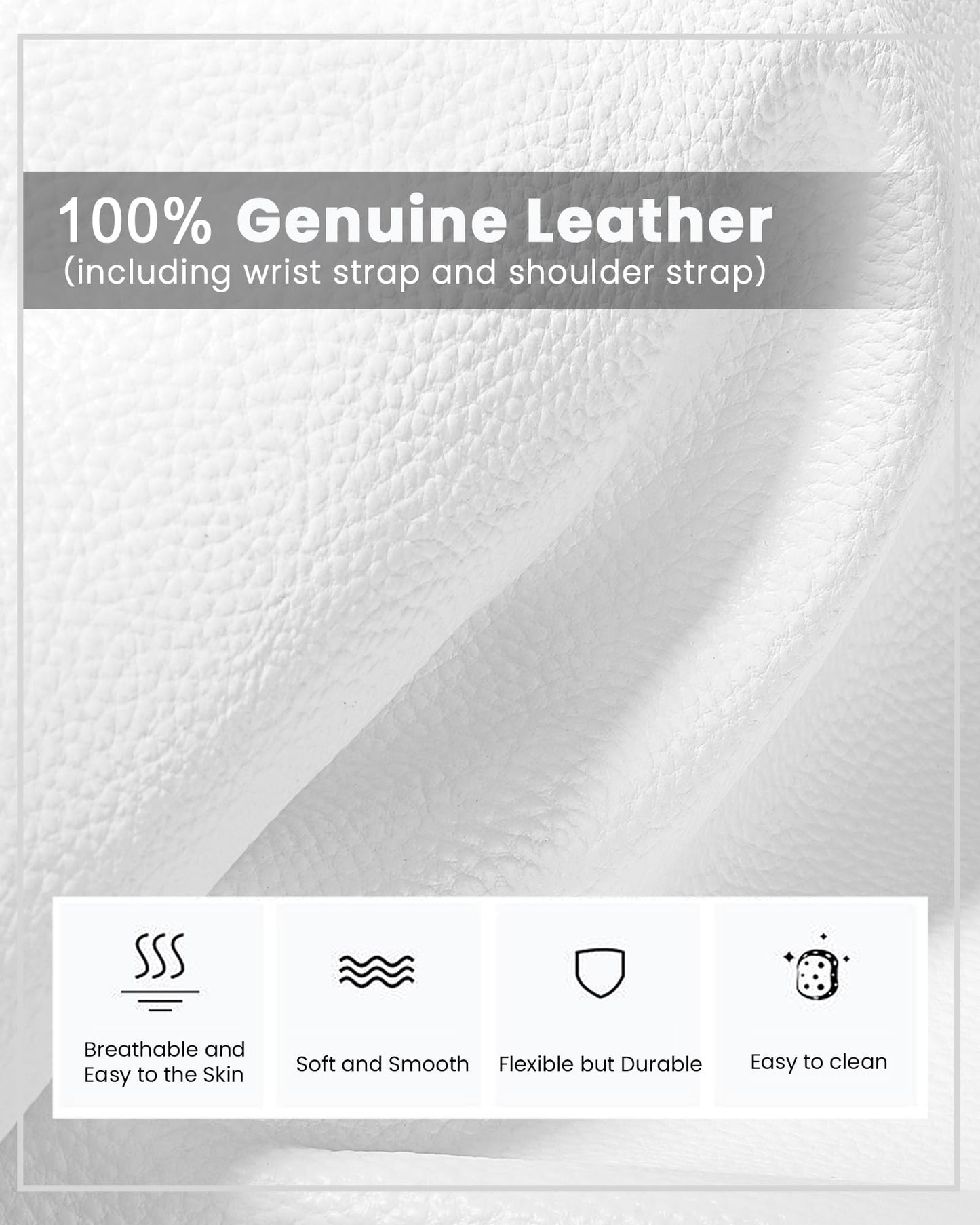 befen White Leather Wristlet Clutch Wallet Purse, Mini Crossbody Bag Shoulder Pouch for Women with RFID Card Clots - Fit iPhone 15 Pro Max