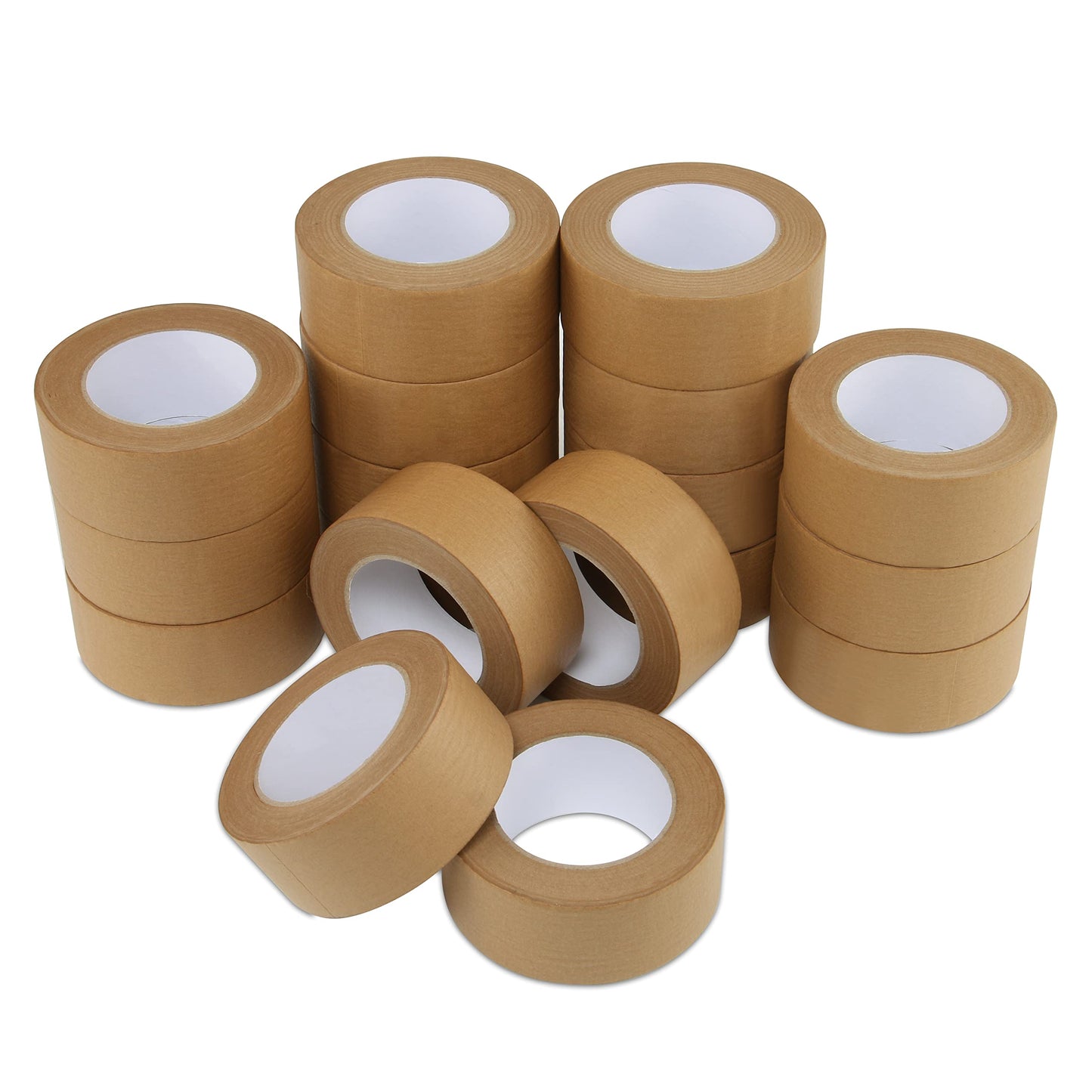 Lichamp Kraft Packing Tape, Brown Paper Gummed Tape for Packing Boxes, Shipping Cardboard and Carton Sealing, 18 Rolls x 2 inch x 55 Yard x 7 mil, B218BR