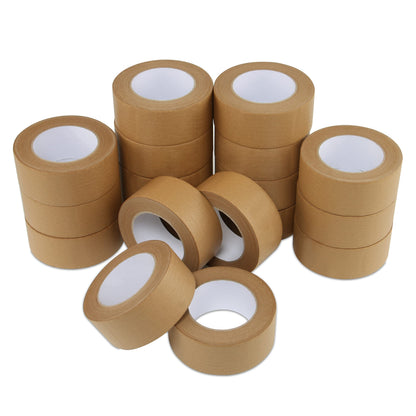 Lichamp Kraft Packing Tape, Brown Paper Gummed Tape for Packing Boxes, Shipping Cardboard and Carton Sealing, 18 Rolls x 2 inch x 55 Yard x 7 mil, B218BR