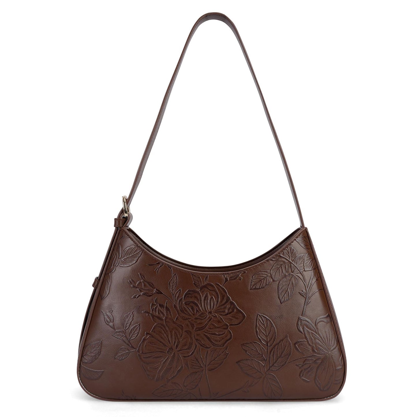 VIMUTI Shoulder Bag for Women Embossed Design Purse for Women Clutch Hobo Handbags Crescent Bag with Adjustable Strap (07-Coffee)