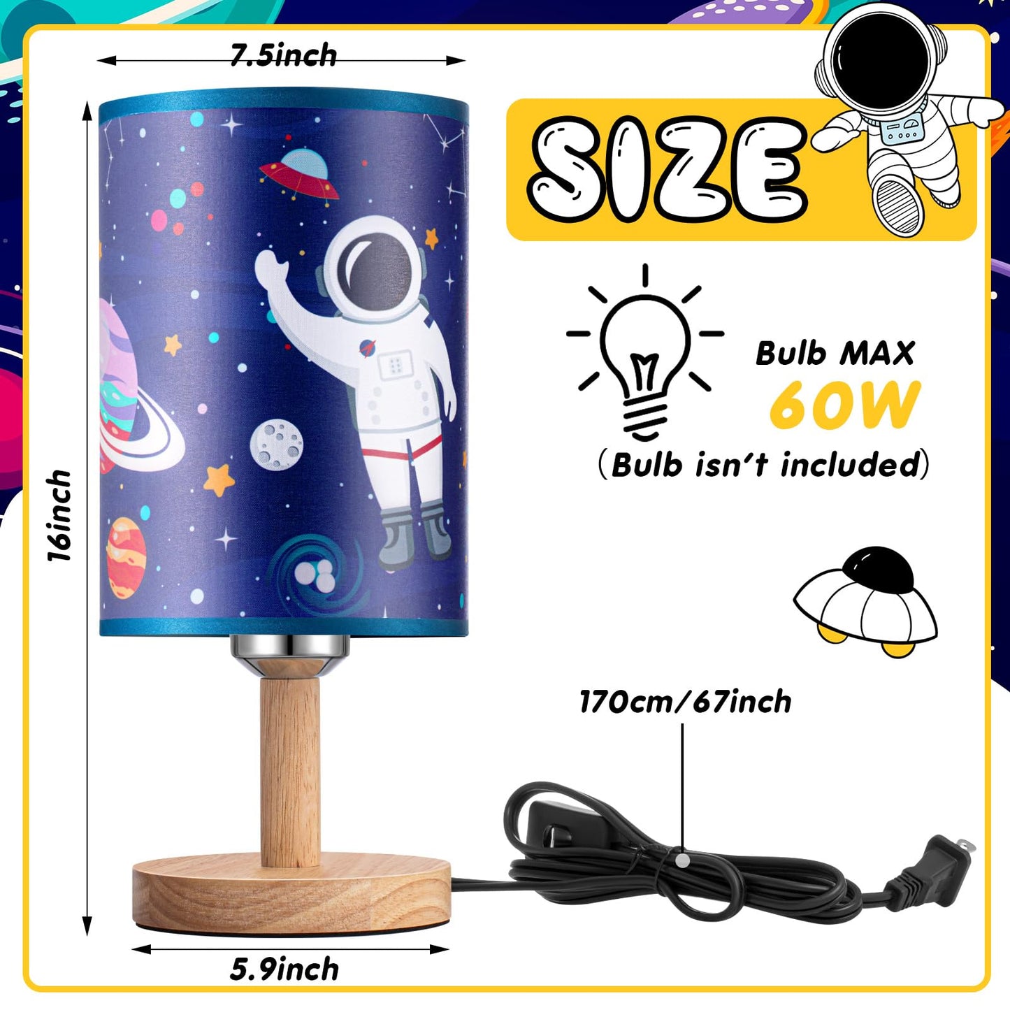 Tujoe Kids Space Lamp Desk Lamp Fabric Nightstand Table Lamps Gift Bedside Decor for Boy Girl Reading Bedroom Living Room Home Office Christmas Gift