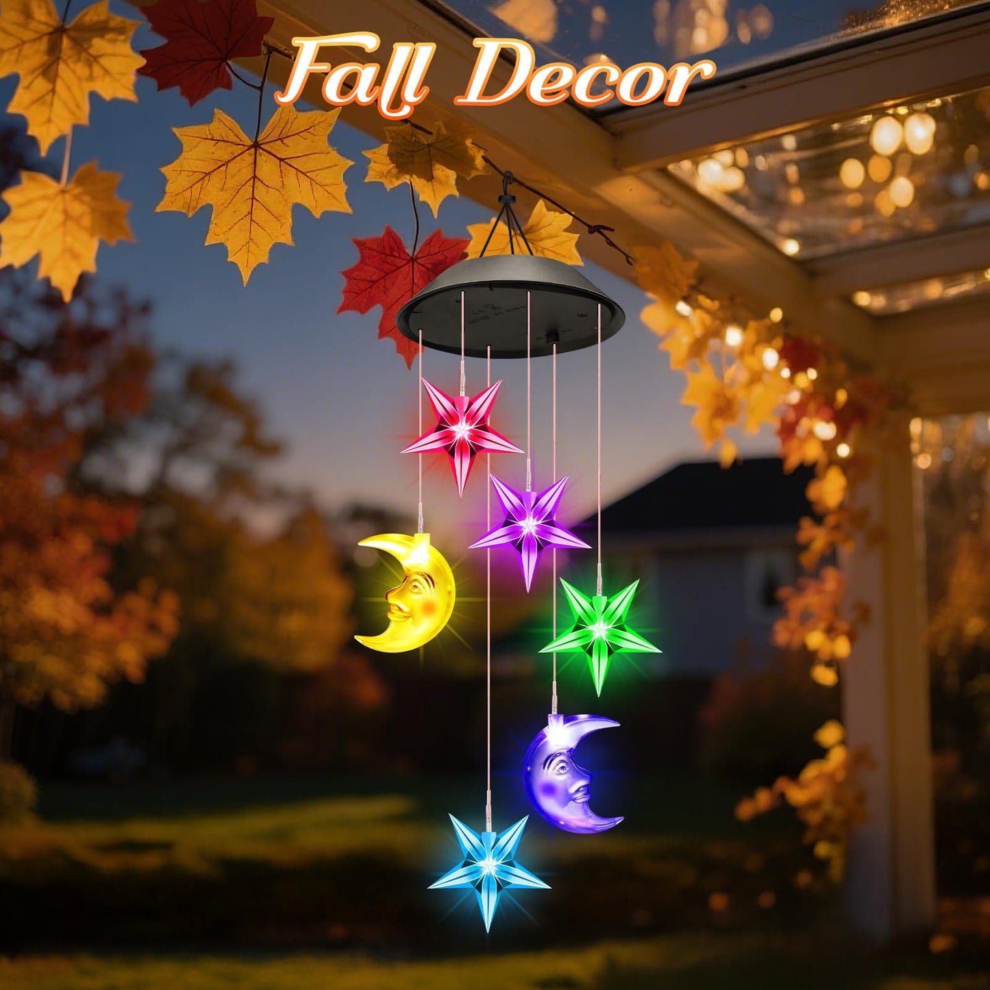Birthday Gifts for Women Mom Grandma Her Wife, Winzwon Solar Lights Outdoor Wind Chimes for Outside Garden Yard Patio Porch Deck Hanging Decor, Moon and Star Gifts for Mothers Day