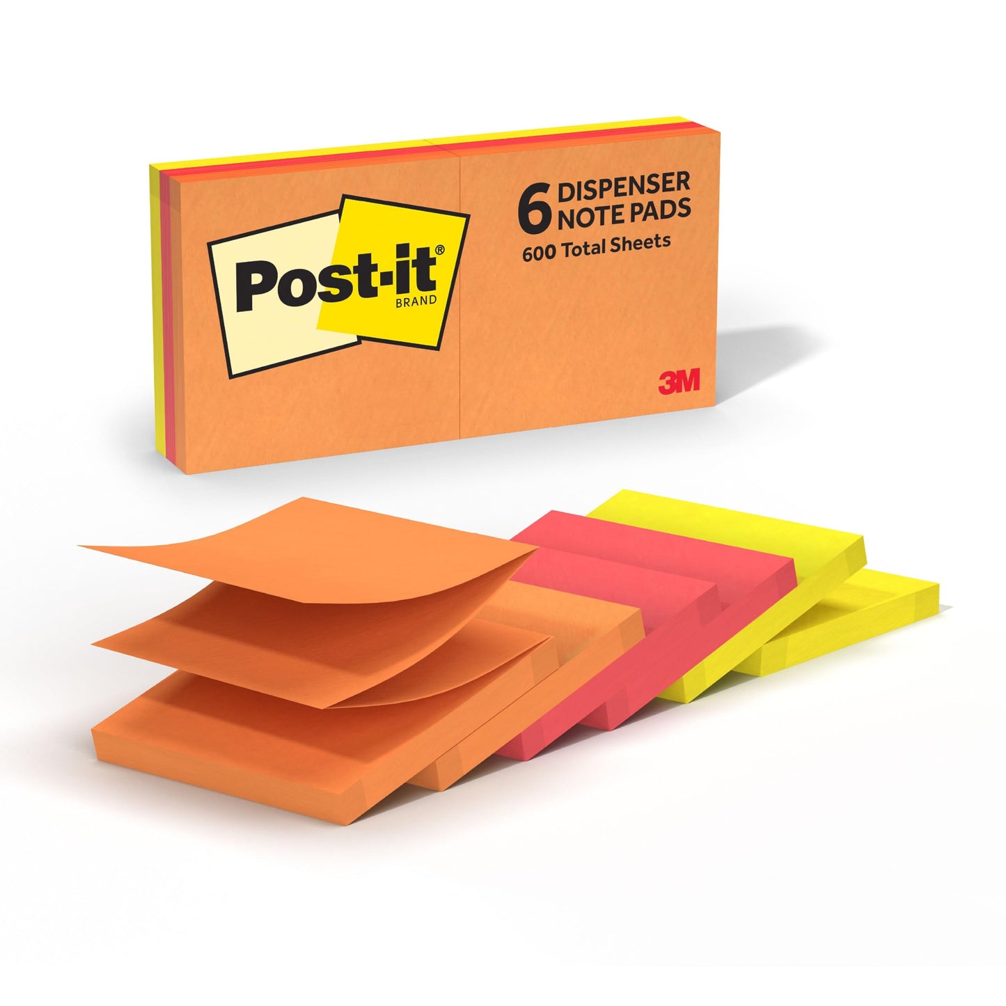 Post-it Dispenser Pop-Up Sticky Notes, 6 Sticky Notes Pads, 3 x 3 in., School Supplies and Oﬃce Supplies, Use with Post-it Note Dispensers, Sunburst Collection