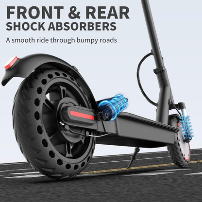 Electric Scooter for Adults - 19MPH, 21-Mile, Dual Suspension, 8.5" Solid Tires, 350W Motor, UL2272 Certified Foldable Commuting E-Scooter with App Control