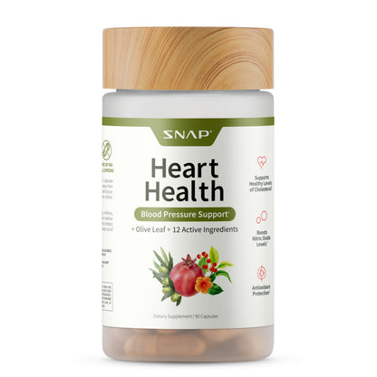 Snap Supplements Heart Health Support Supplement with Coq10, Organic Beet Root Powder, Hawthorn Berry, Turmeric and Odorless Garlic, Supports Nitric Oxide Level, Circulation and Flow, 90 Capsules