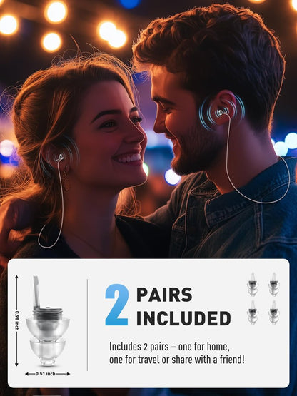 2 Pairs Concert Ear Plugs, Hearprotek Reusable High Fidelity Noise Reduction Music Ear Plugs for Ear Protection-Soft Hearing Protection Earplugs for Concerts, Musicians, Events (Petite Size)