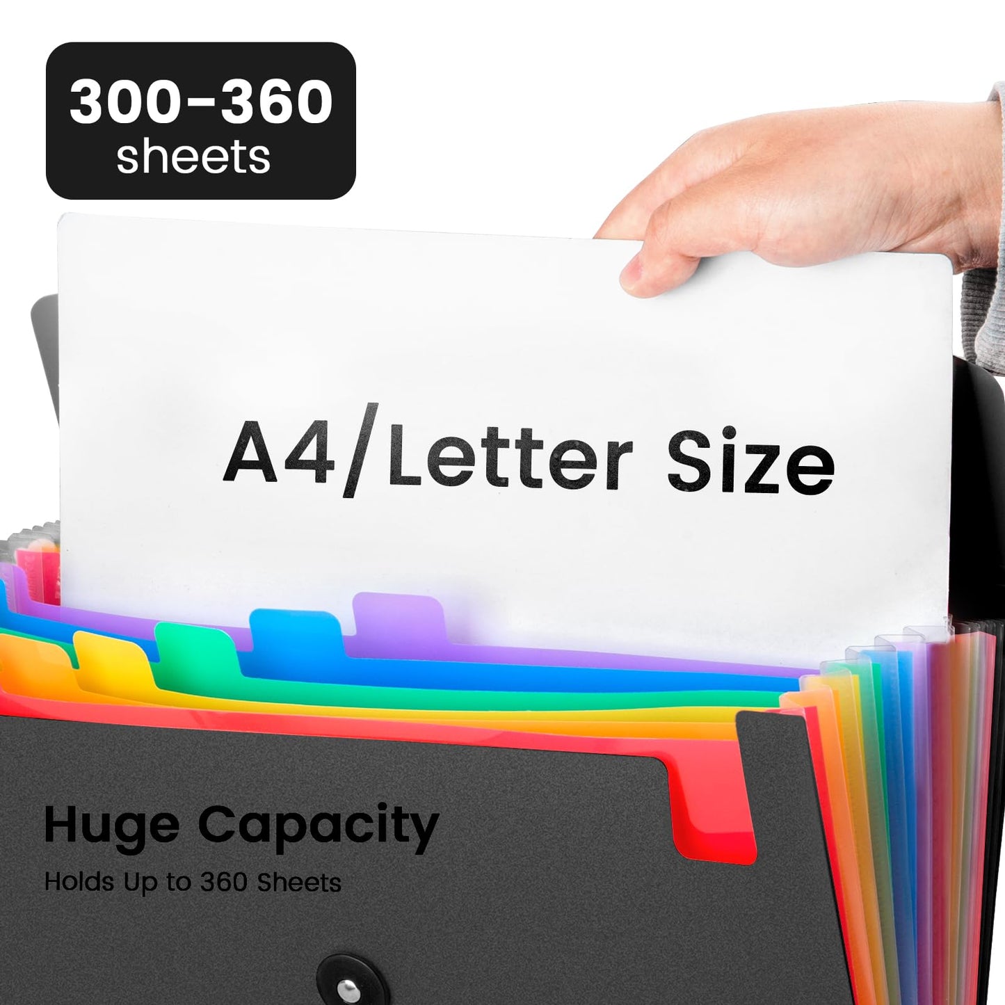 2-Pack 13-Pocket Expanding File Folder, Accordion File Organizer with Labels, Fits Letter Size & A4 Paper, for Home Office School College Supplies
