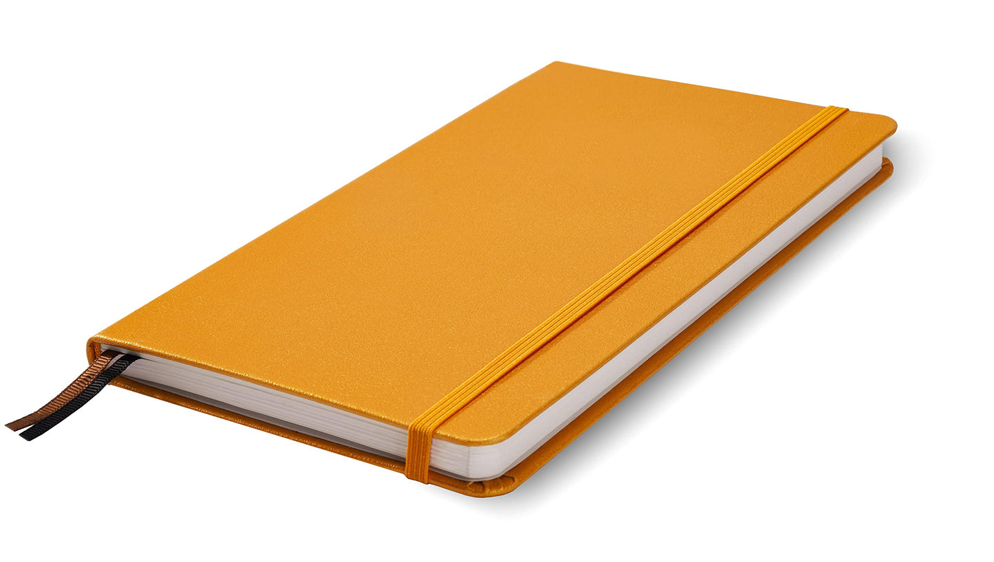 Minimalism Art, Premium Hard Cover Notebook Journal, Classic 5" x 8.3", 122 Numbered Pages, Gusseted Pocket, Ribbon Bookmark, Extra Thick Ink-Proof Paper 120gsm, San Francisco (Dotted, Amber Yellow)