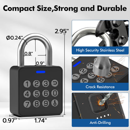 Keylesslife Fingerprint Padlock with Code,Combination Padlock Gym Locker Lock,Smart Padlock with Fingerprint Gym Lock Waterproof for Outdoor Gate Fence Shed Storage Gym Locker School