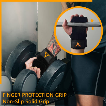 Weight Lifting Wrist Strap with Double Layer Leather, Neoprene Padded Gym Lifting Grips for Deadlift Powerlifting and Pull Up for Men Women (Pair)