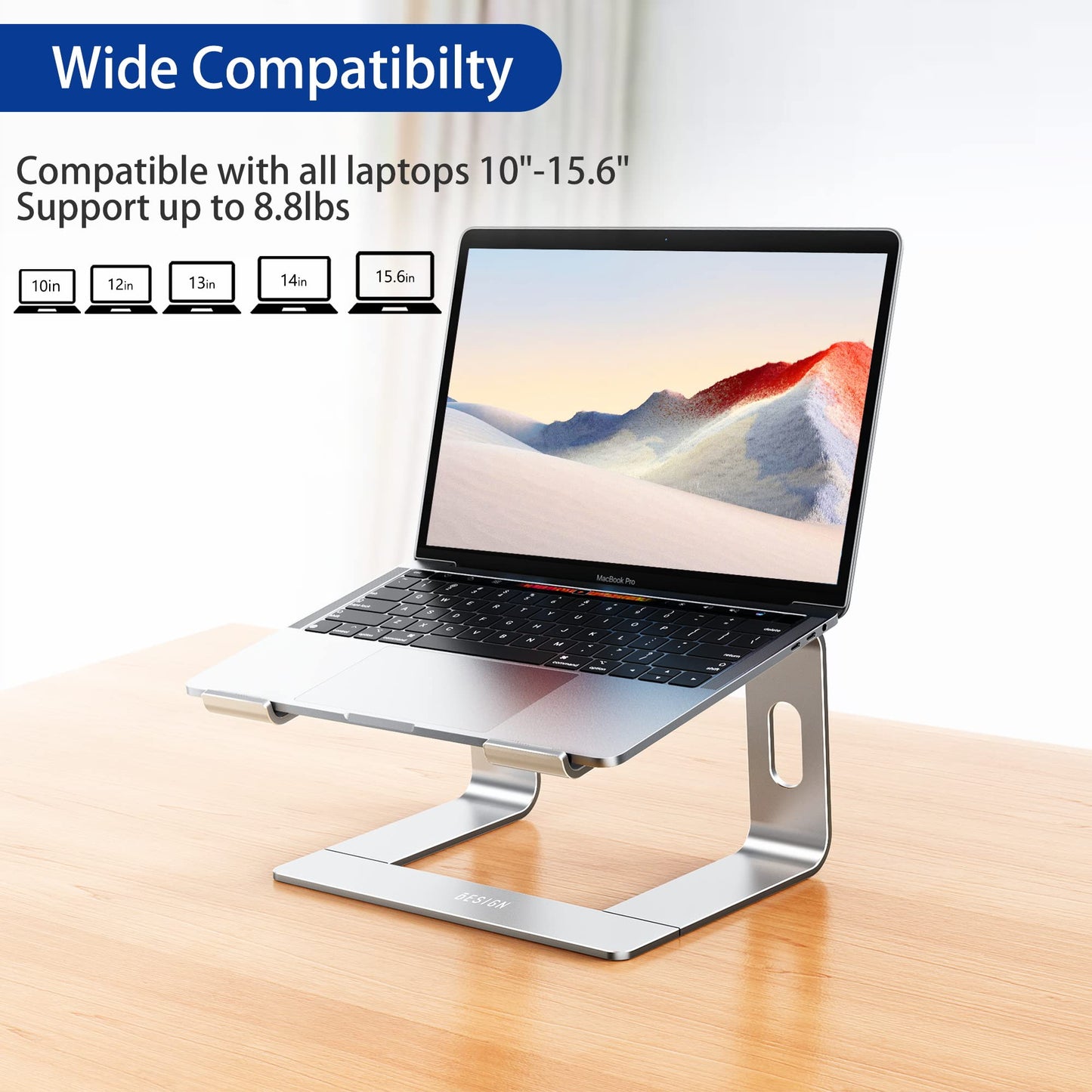 BESIGN LS03 Aluminum Laptop Stand, Ergonomic Detachable Computer Stand, Notebook Riser, Laptop Mount Compatible with Air, Pro, Dell, HP, Lenovo More 10-15.6" Laptops, Silver