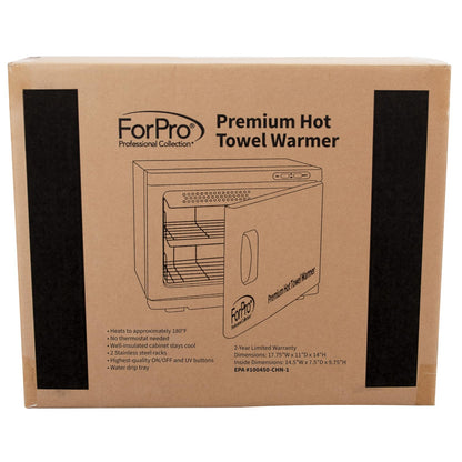 ForPro Professional Collection Premium Hot Towel Warmer, 23L Extra Large Capacity, Two Stainless Steel Racks, Black