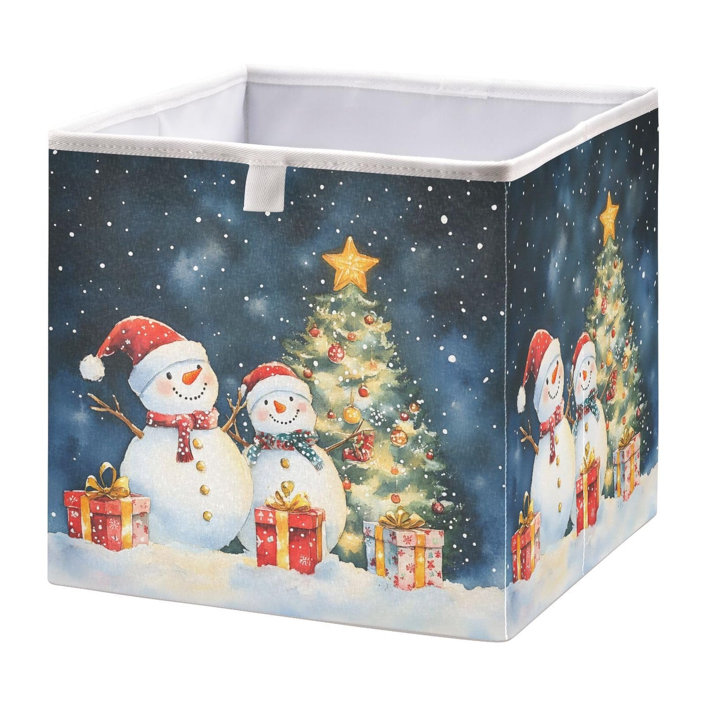senya Large Storage Bins Two Snowmen Collapsible Foldable Storage Cubes Fabric Basket Closet Organizer Containers Box for Home Bedroom Office 15.7 x 10.6 x 6.9in
