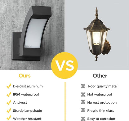 Outdoor Wall Lights 2 Pack Porch Light Exterior Wall Mount Lamp Fixture 600LM Modern Front Door Lighting for House Garage IP54 Waterproof