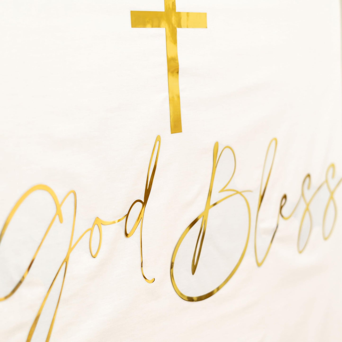Caption God Bless Decal - Golden Baptism First Communion Party Decorations, God Bless Baptism Balloon Arch Decal for Boys Girls