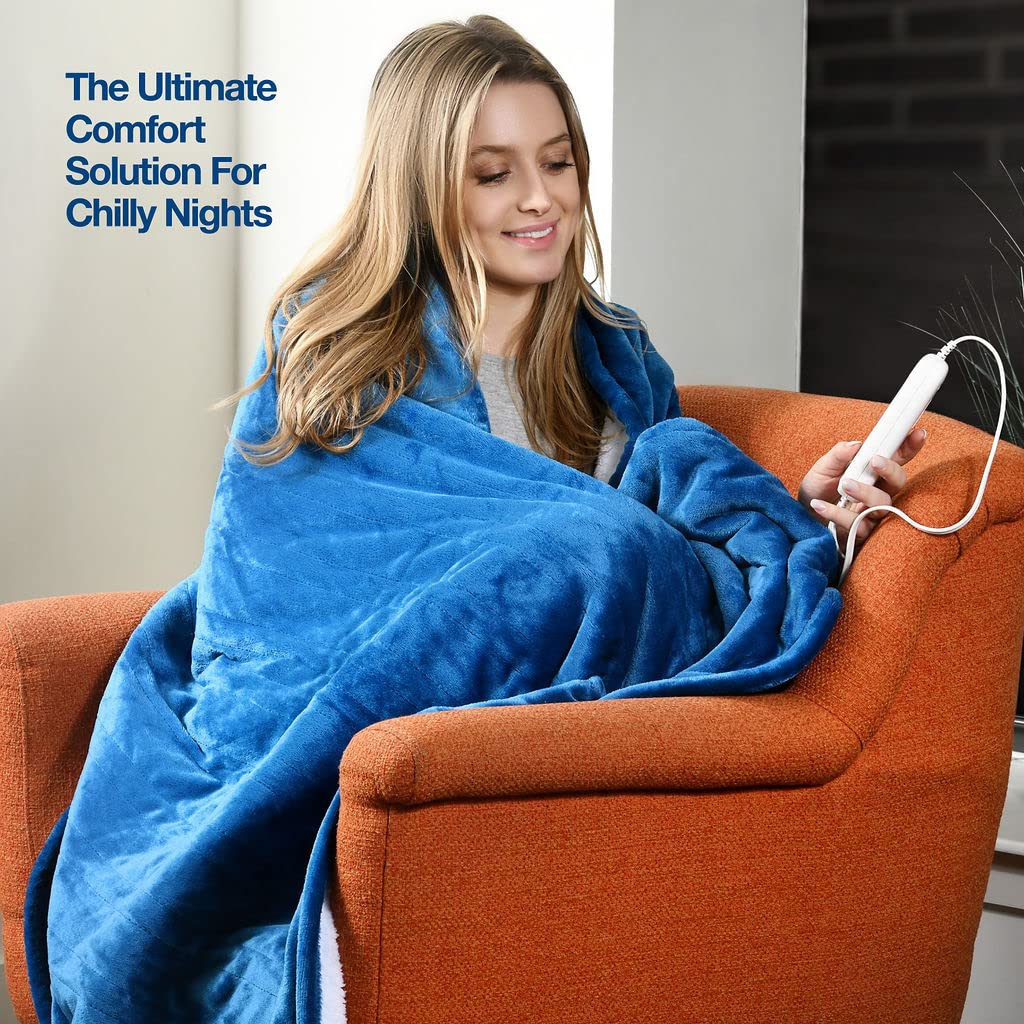 Medical king Heated Blanket, Machine Washable Extremely Soft & Comfortable Electric Blanket Throw Fast Heating with Hand Controller 10 Heating Settings & auto Shut-Off (Gray, 50 x 60)