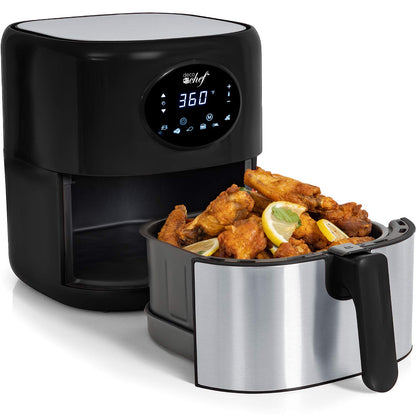 Deco Chef 5.8QT (19.3 Cup) Digital Electric Air Fryer with Accessories and Cookbook- Air Frying, Roasting, Baking, Crisping, and Reheating for Healthier and Faster Cooking (Black)